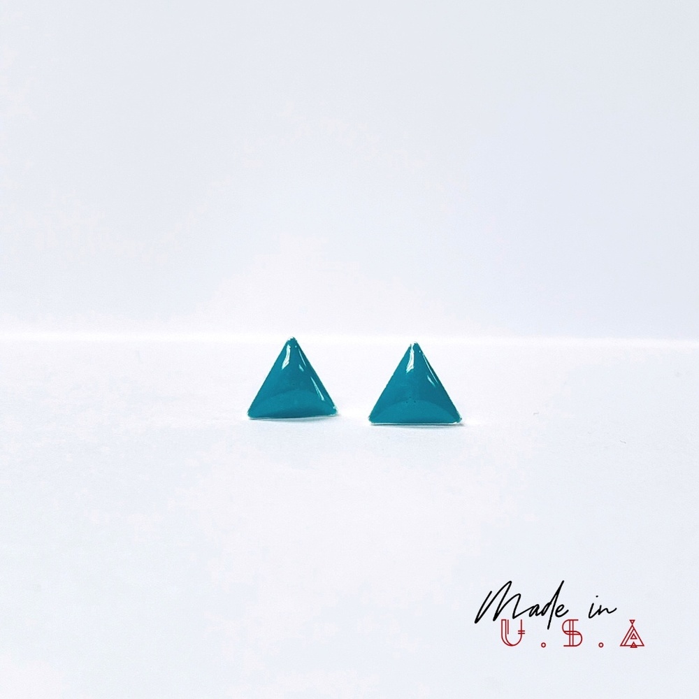 Petite Triangle Earrings - Teal
